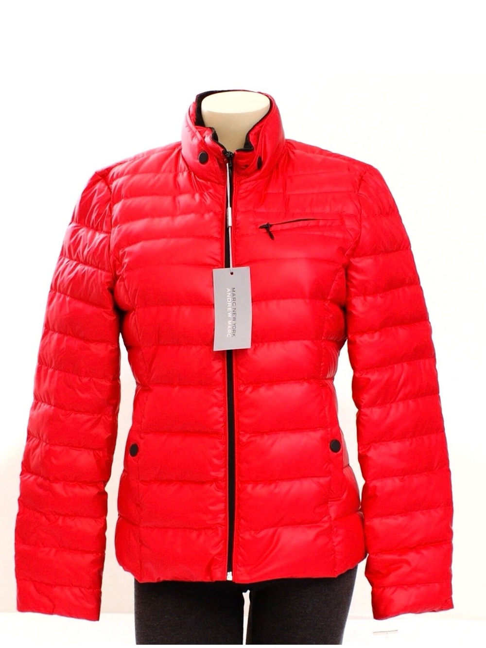 Women's Marc New York Red Down Filled Full Zip Puffer Jacket